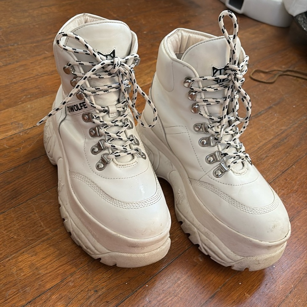 Naked Wolfe lace up platform boots, worn a few times, slightly scuffed.